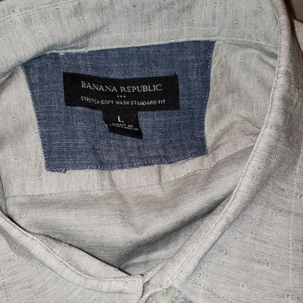 BANANA REPUBLIC Grey/Blue Button Down‎ Size L